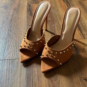 Brown Studded Women's Heels